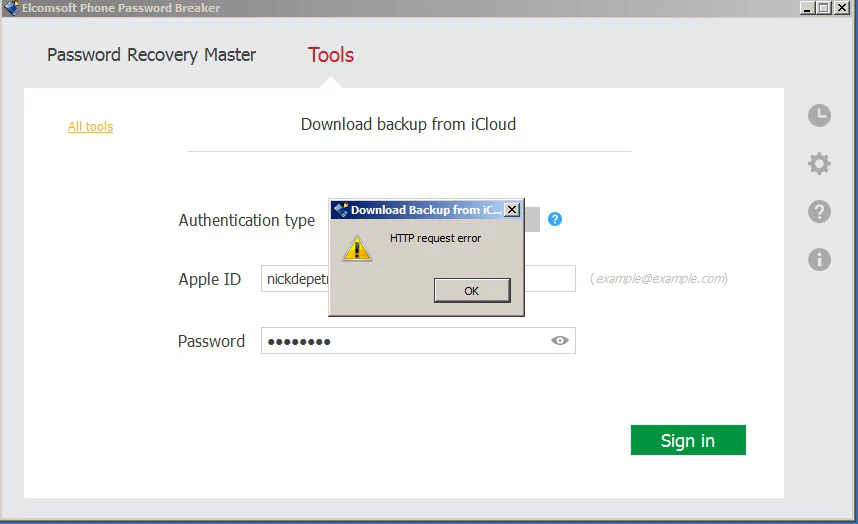Elcomsoft blocked by 2FA