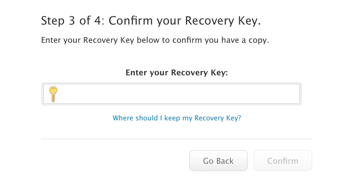 Re-enter Recovery Key