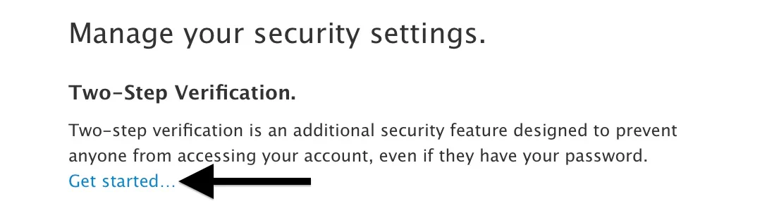 Two-Step Verification Get Started