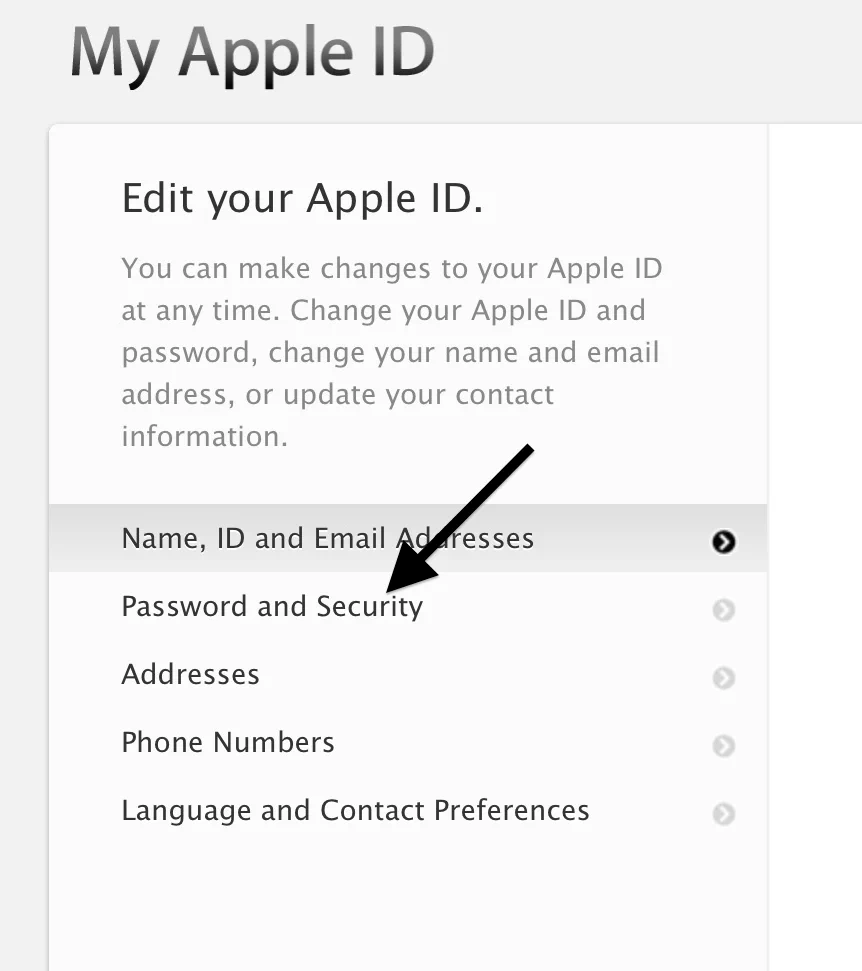 Apple ID Password and Security