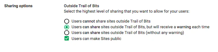 Help users understand who can see their Site