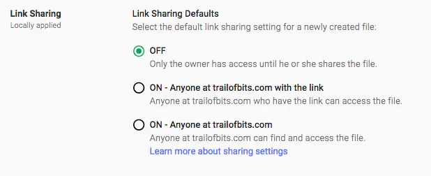 Stricter defaults for Drive