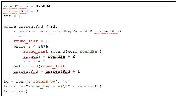 IDAPython script to dump &ldquo;rounds&rdquo;