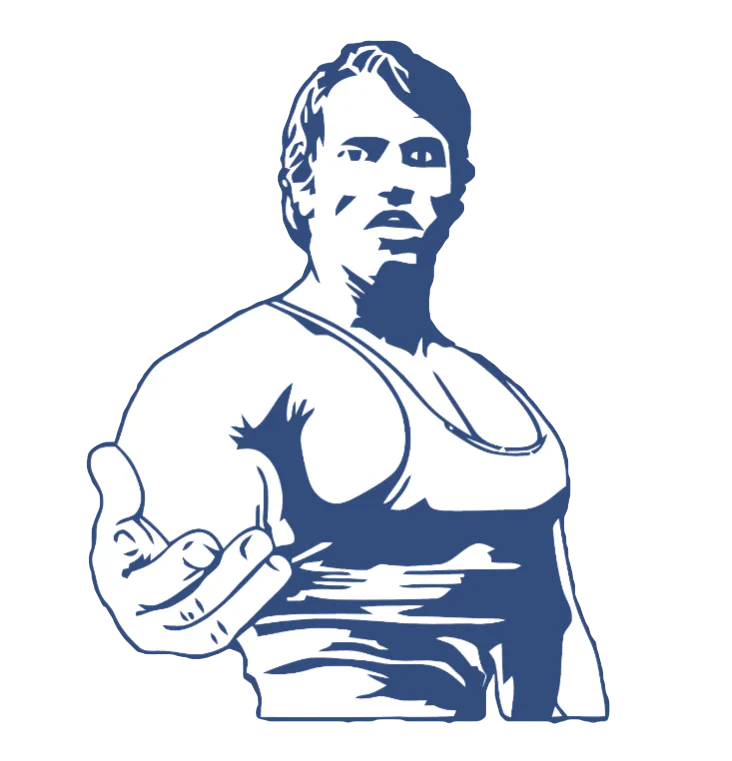 Illustration of a muscular, flexing figure, referencing Arnold Schwarzenegger’s &ldquo;come with me if you want to live&rdquo; line from The Terminator