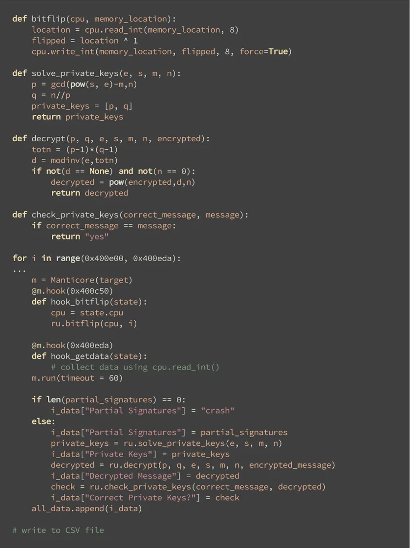 Fig. 1: Excerpt from code to find faultable addresses in toy program