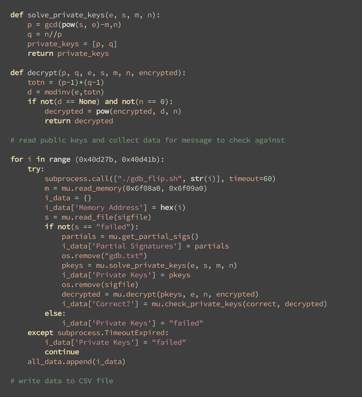Fig. 4: Excerpt from code to find faultable locations in mbed TLS