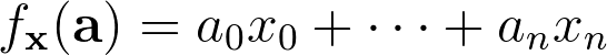Equation defining the function f sub x of a as the sum a0x0 through anxn