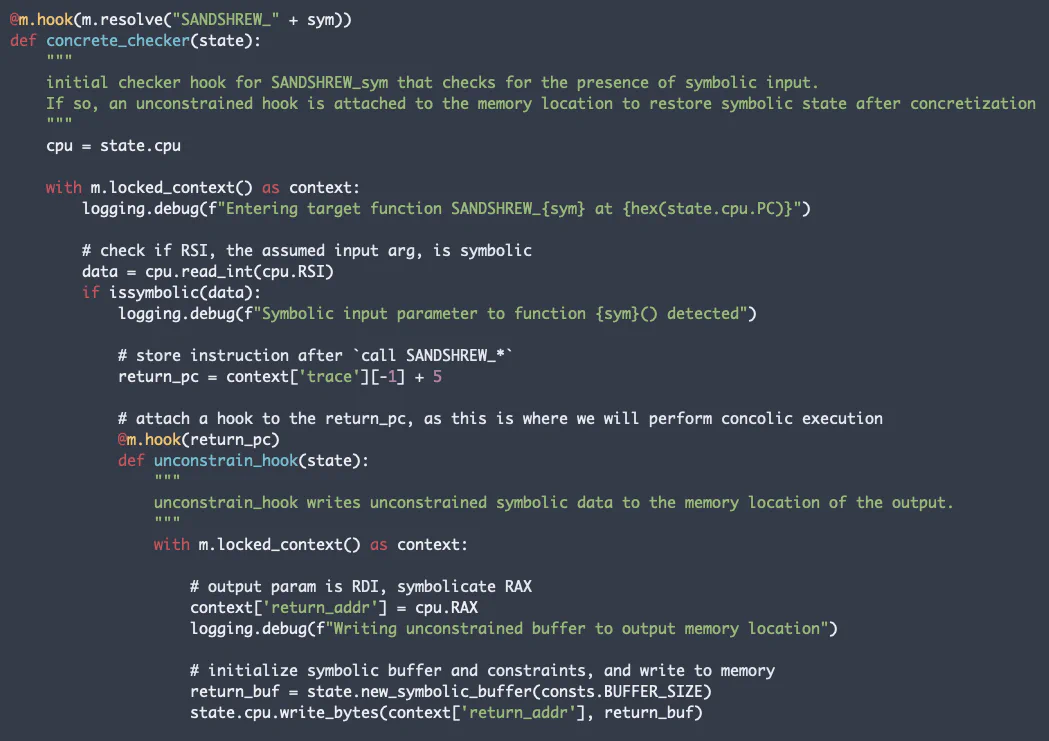 Writing a new unconstrained symbolic value into memory after concretization