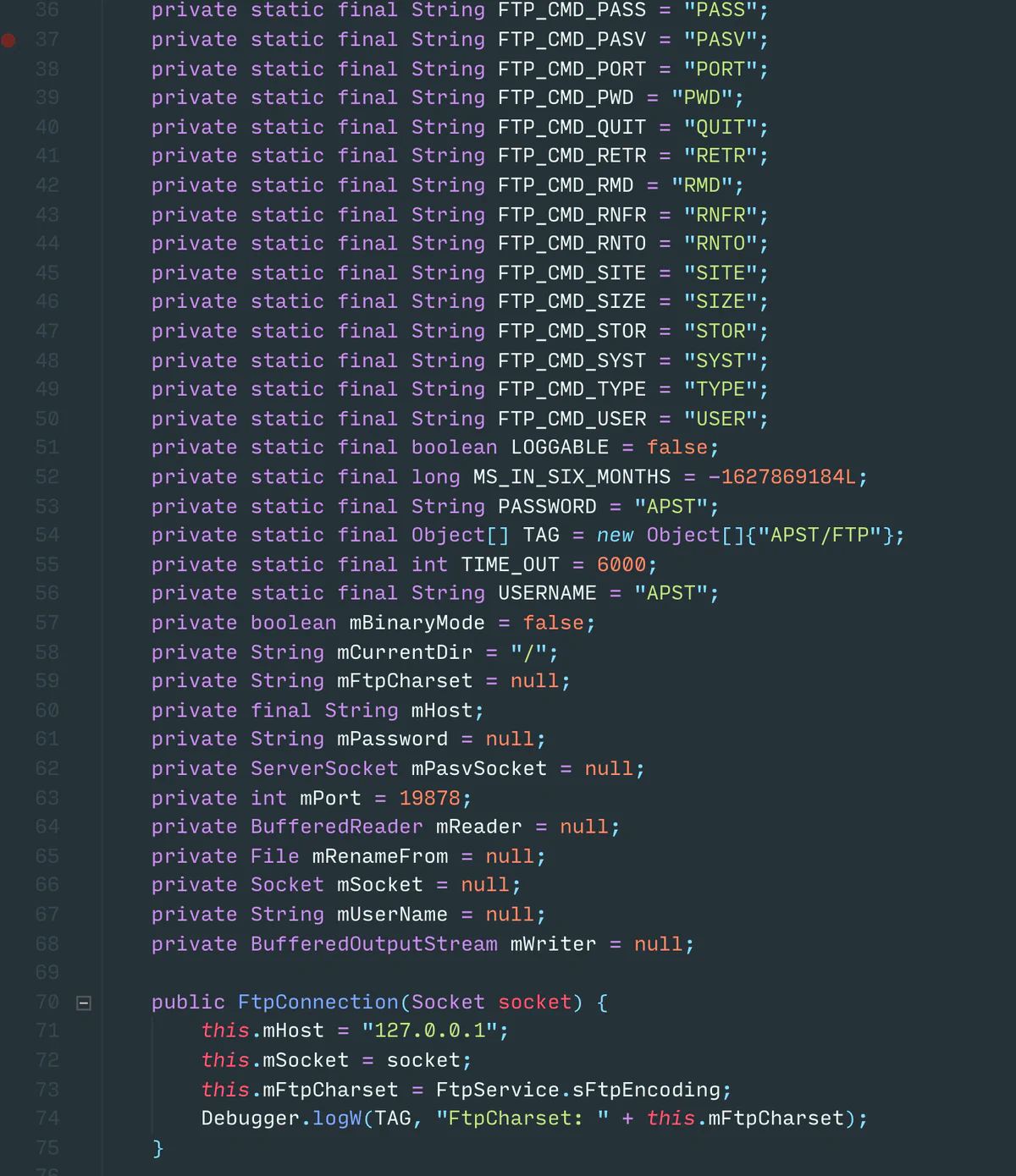 Screenshot of the MTKAndroidSuite package starting a local FTP server on the Galaxy S10 counterfeit
