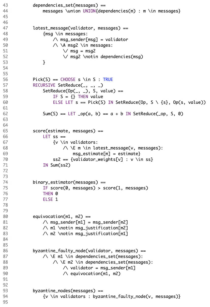 Figure 1: Snippet of specification in TLA+