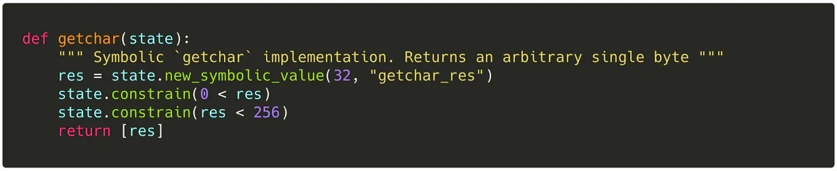 Symbolic getchar implementation