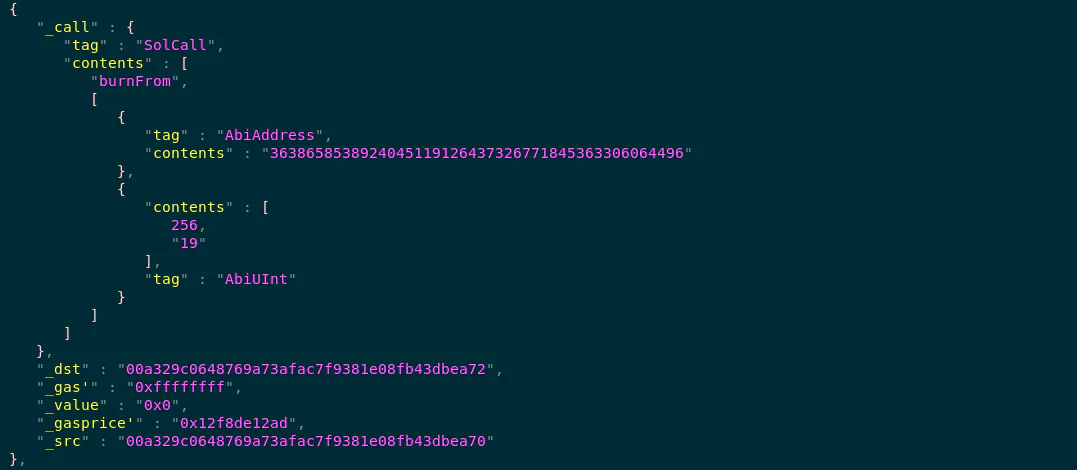 Pretty-printed example of a transaction from a corpus