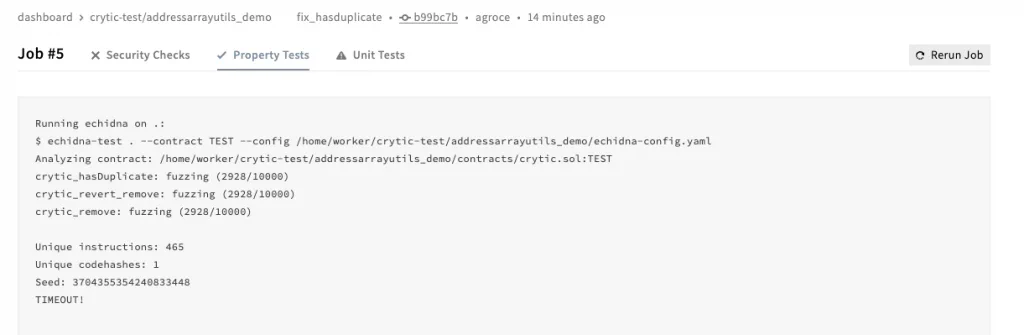 All three property tests now pass in Crytic