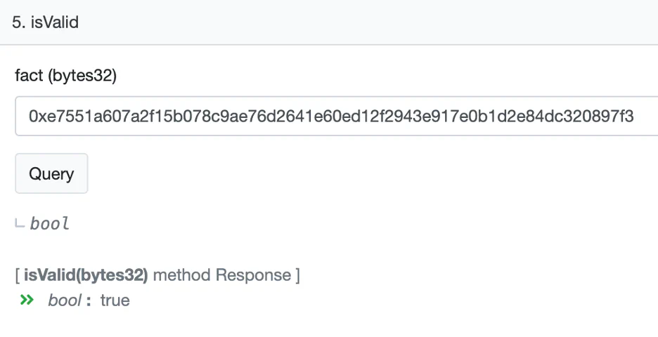 Etherscan isValid function response returning true for the computed program fact