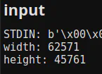 Screenshot of the MUI results screen displaying the solved width and height values causing the integer overflow
