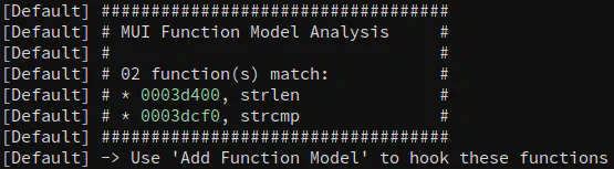 Screenshot of ManticoreUI prompting about available function model implementations at startup