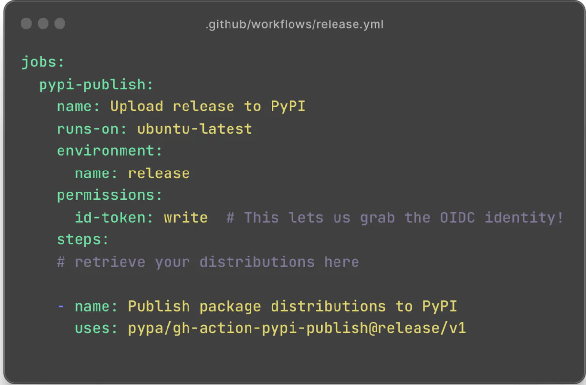 The user-facing configuration for the official PyPA GitHub Action for publishing to PyPI