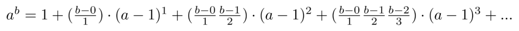 Taylor series approximation formula for a to the power of b