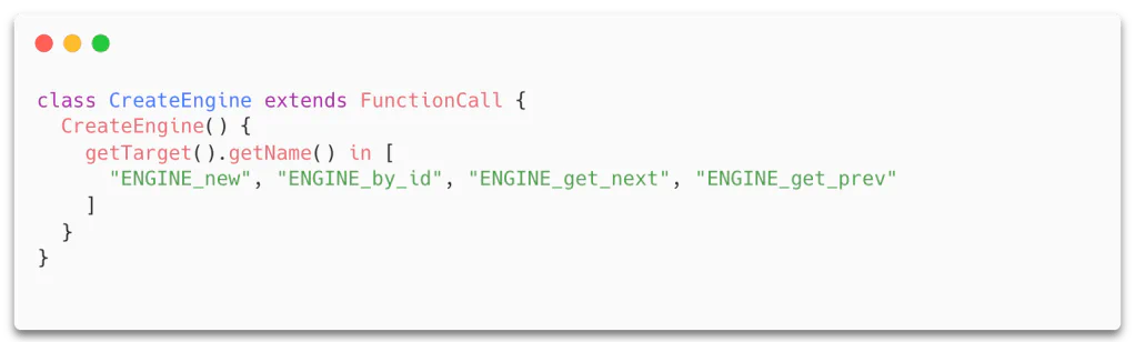 CodeQL class capturing the four functions used to create an OpenSSL engine object