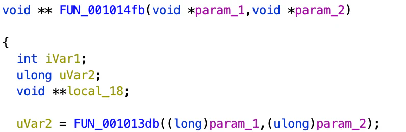 Figure 9: Default decompiler output using Ghidra’s basic type inference