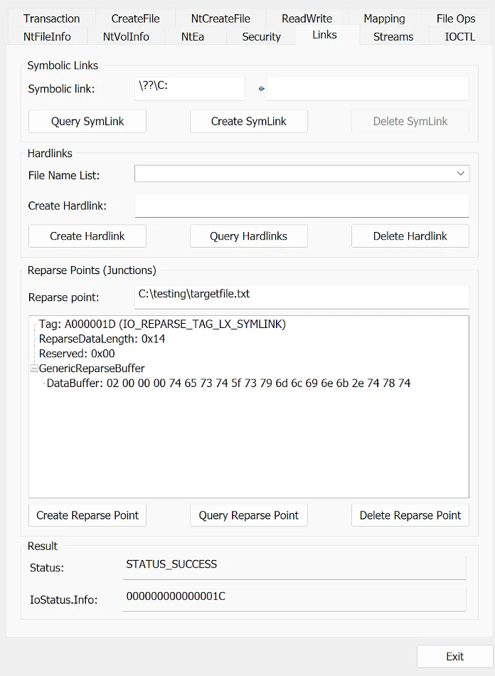 FileTest verifies the link as a Linux symlink