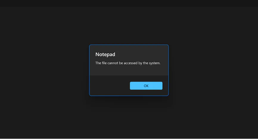 The Windows file explorer error
