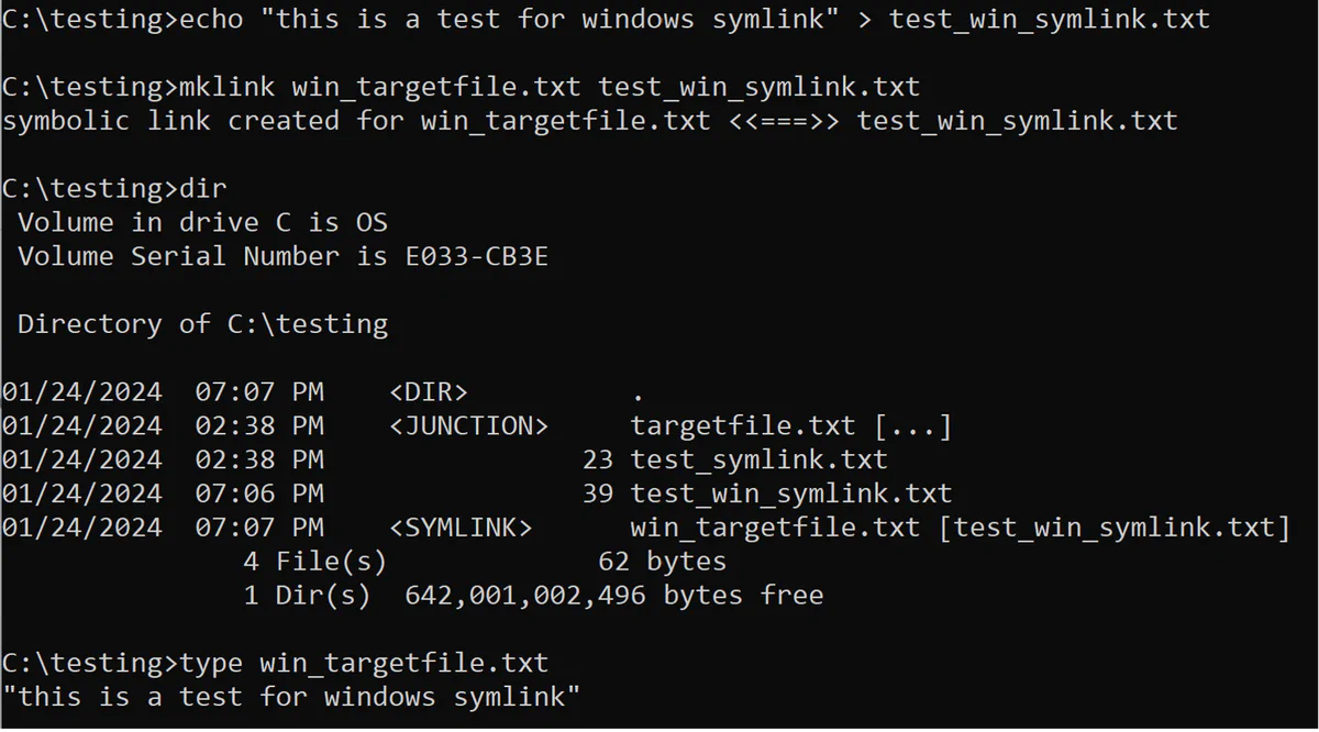 Windows can follow symlinks created on Windows