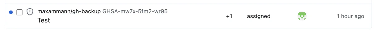 GitHub website notification for a reported repository vulnerability