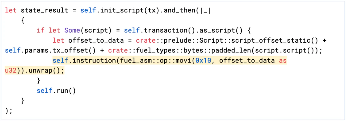 Figure 2: Write the script data offset to register 0x10