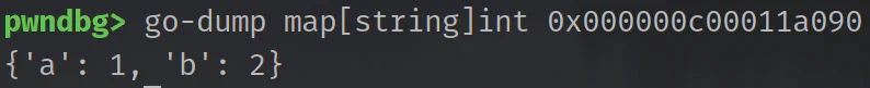 Figure 5: Dumping a simple map type using the go-dump command