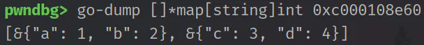 Figure 6: Dumping a more complex slice of map types using the go-dump command