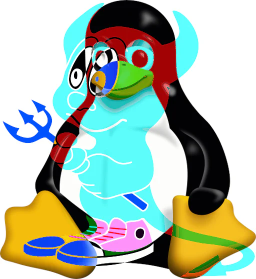 Figure 12: Beastie and Tux reappear when the two encrypted messages are XORed