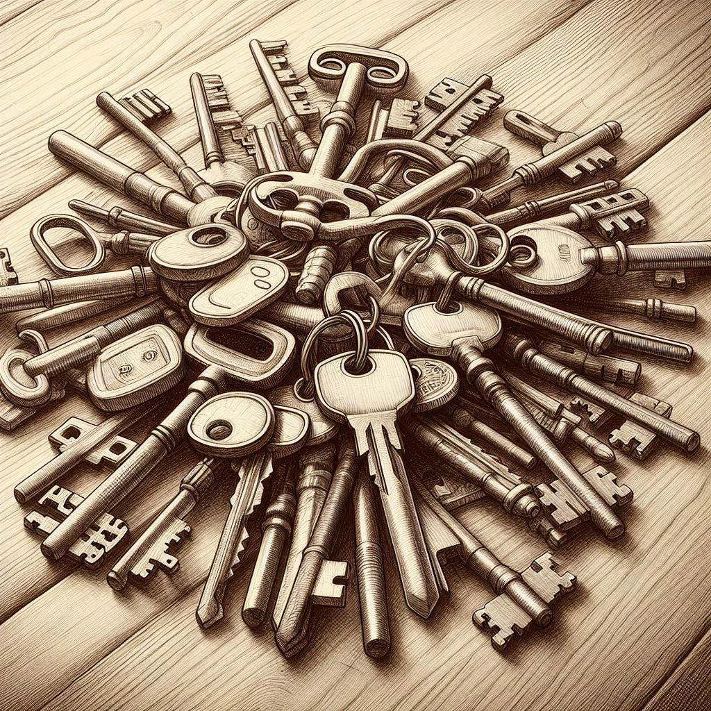 Figure 1: A diverse collection of keys (generated with AI)
