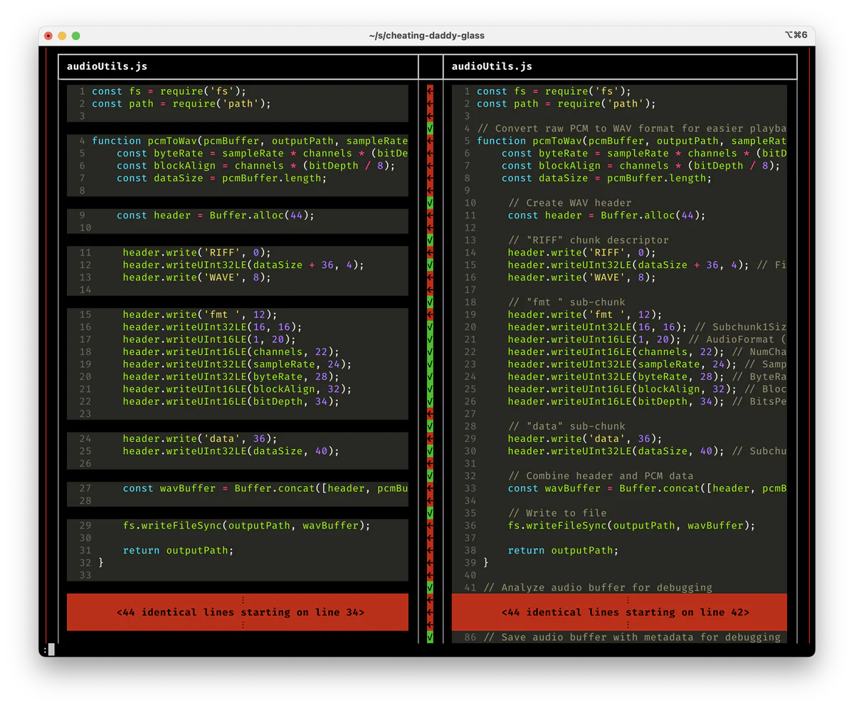 Figure 1: Vendetect output comparing Glass (left) to Cheating-Daddy