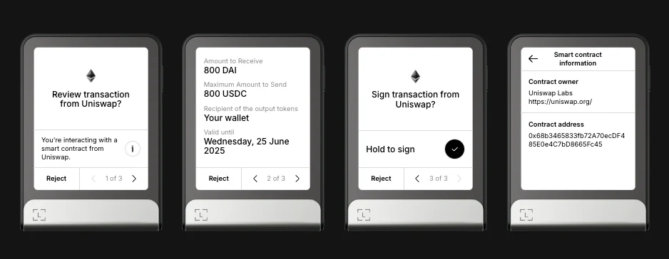 Figure 3: UX on Ledger with EIP-7730 implemented