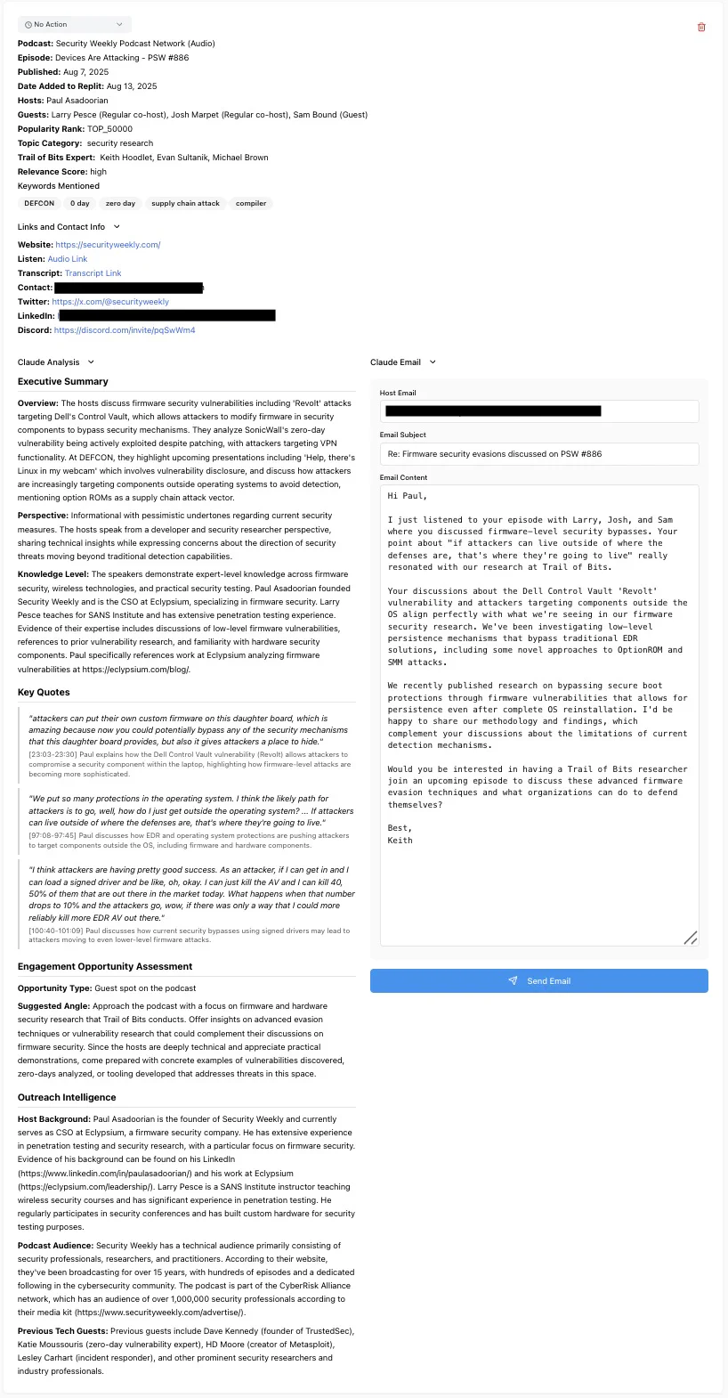 Figure 2: Output example of podcast workflow