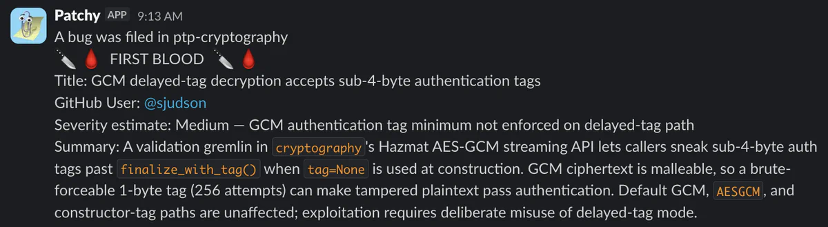 “Patchy’s description of an issue that has been patched”
