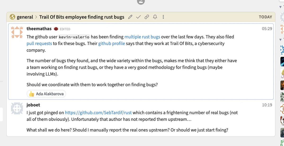 &ldquo;Figure 3: Rust maintainers assumed we had a team of engineers working on finding bugs. It was just one engineer with a strong handle on Codex&rsquo;s /goal.&rdquo;