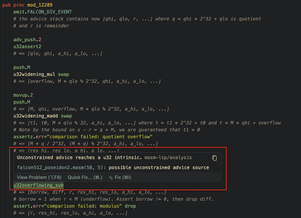 &ldquo;Figure showing the remainder read from the advice stack, but not validated to ensure that it is a valid 64-bit integer&rdquo;