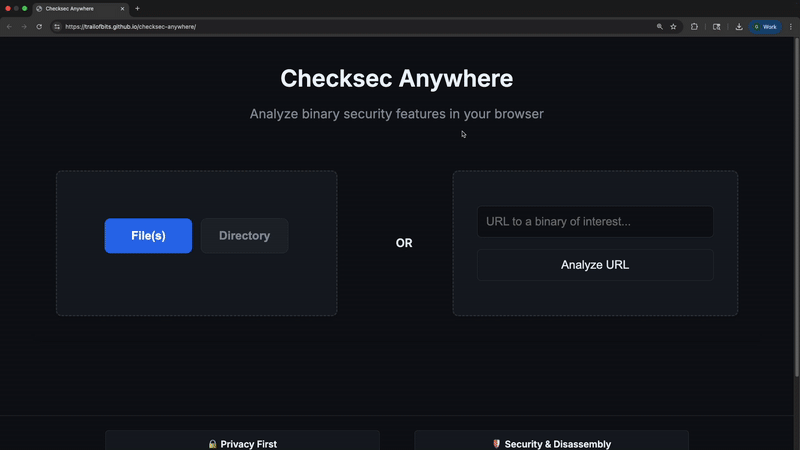 Figure 1: Uploading 746 files from /usr/bin to Checksec Anywhere